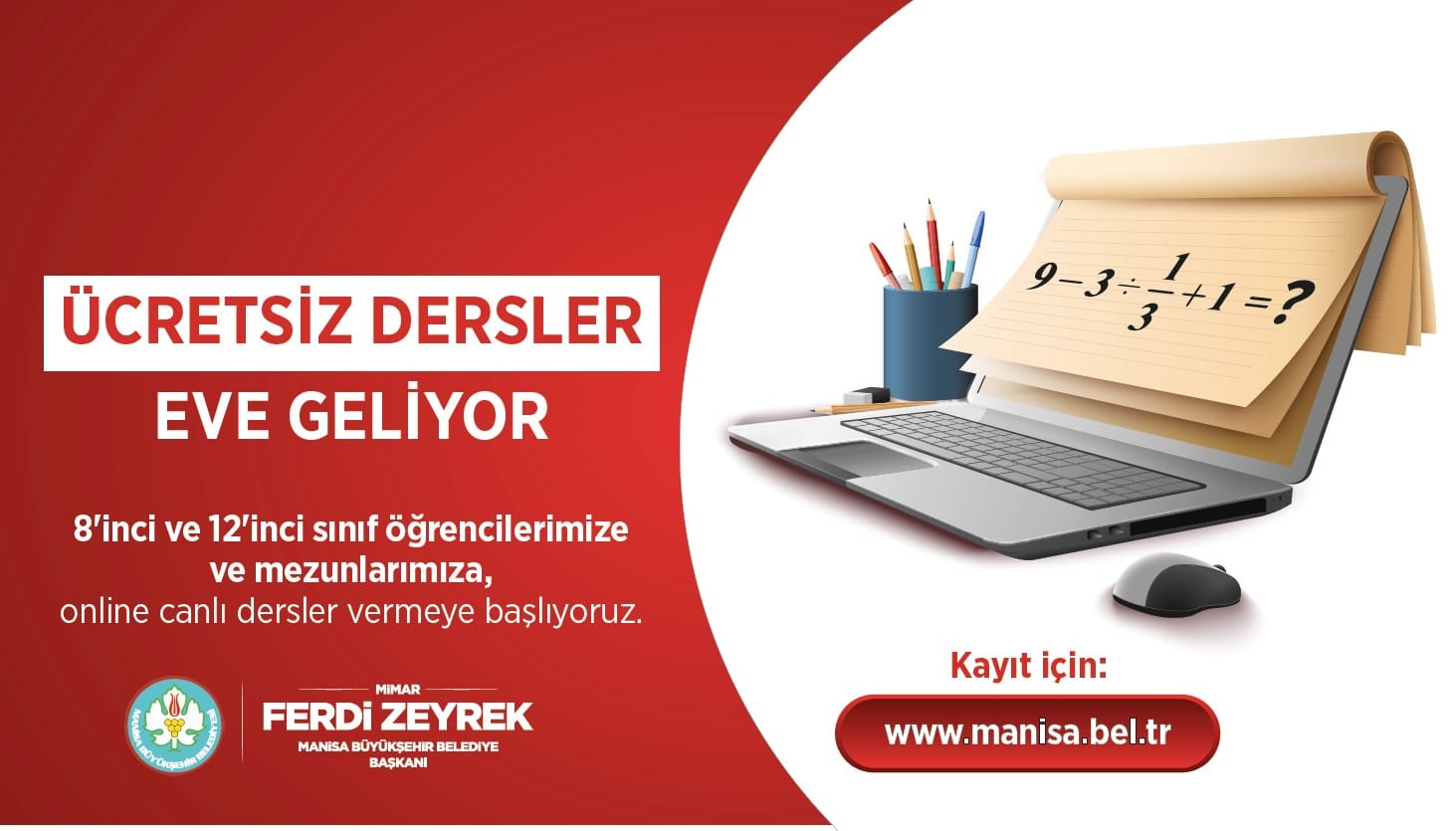 Manisa Büyükşehir Belediyesi'nden Öğrencilere Online ve Ücretsiz Eğitim Hizmeti